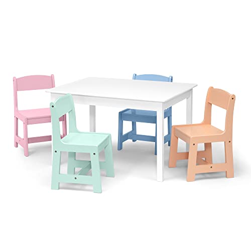 Delta Children Mysize Table with 4 Chairs, Bianca White/Primary