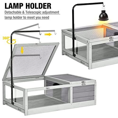 Aivituvin Tortoise House Wooden Tortoise Enclosures, Indoor Tortoise Habitat Outdoor Reptile Cage -Upgrade Version