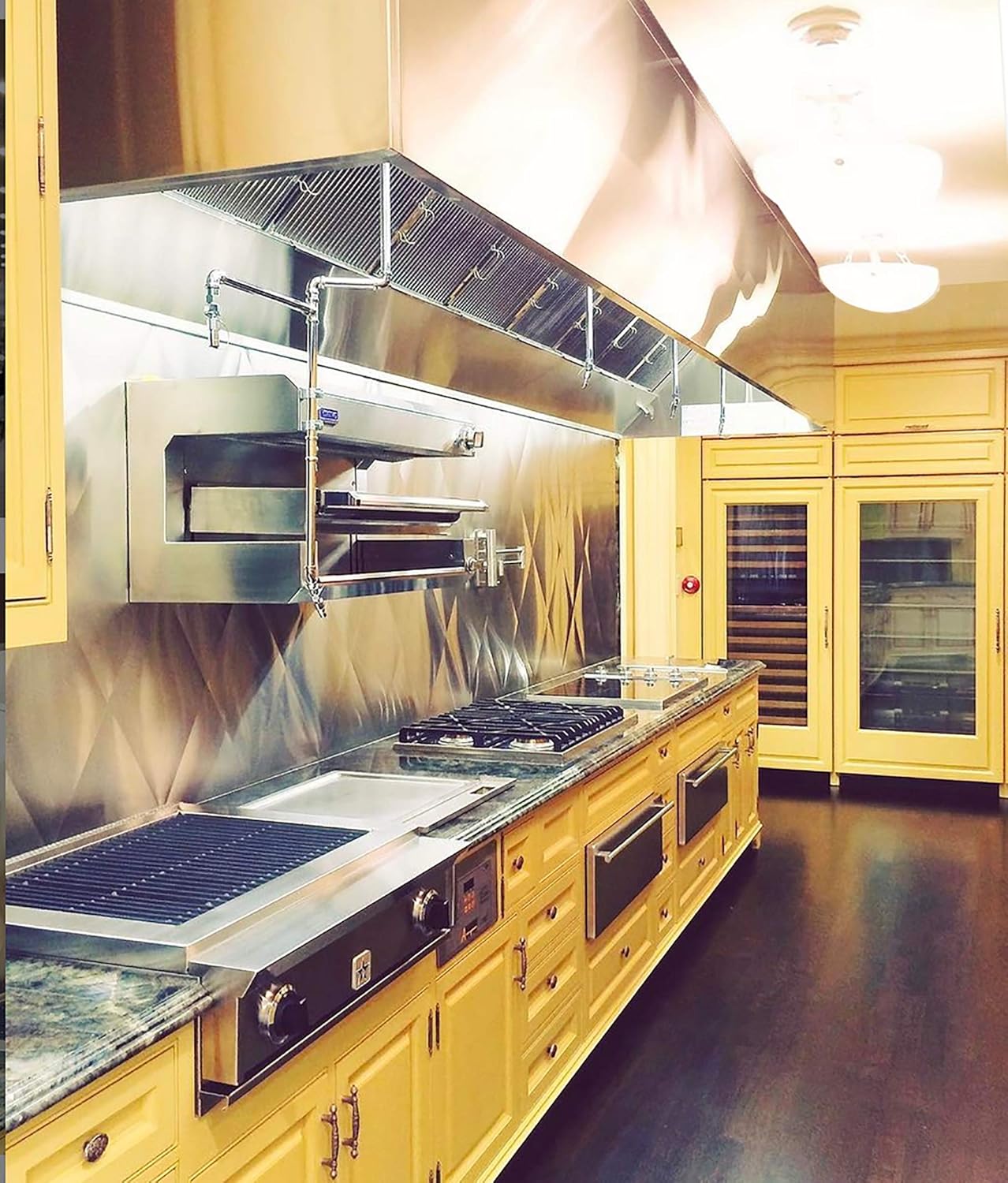 SUN -AIR Commercial Kitchen Restaurant Duty Exhaust Hood, Wall Canopy Stainless Steel Exhaust Hood W/Baffle Hood Filters, High Temperature Light Fixtures, & 10 inch round Exhaust Riser(4' Long Hood)