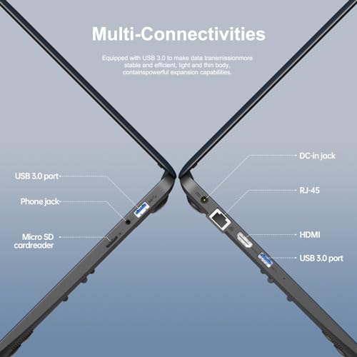 14'' Laptop Computer, Dual-Core Intel Celeron N3350 Processors, 4GB RAM, 256GB SSD, Windows 11 Laptops Computers, Ultra Slim, Long Battery Life, 2.4G/5G WiFi, BT 4.2, HDMI