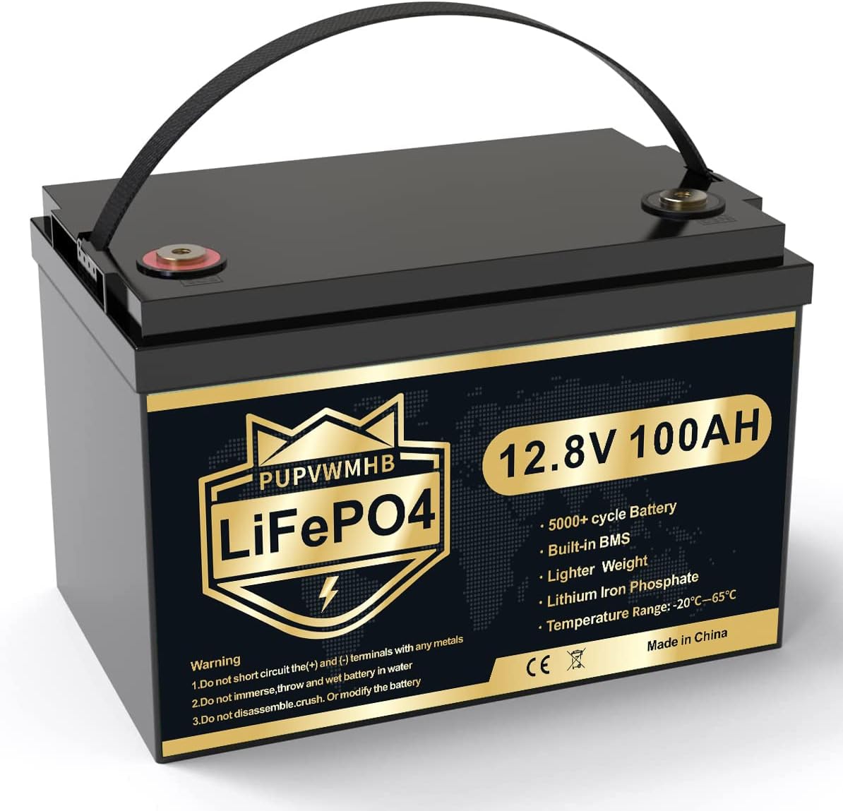 12V 100Ah LiFePO4 Battery, 100% DOD 12V Lithium Batteries with 100A BMS, 5000+ times , Perfect for RV, Camping, Solar Panel System, Off Grid, Marine, Trolling Motor