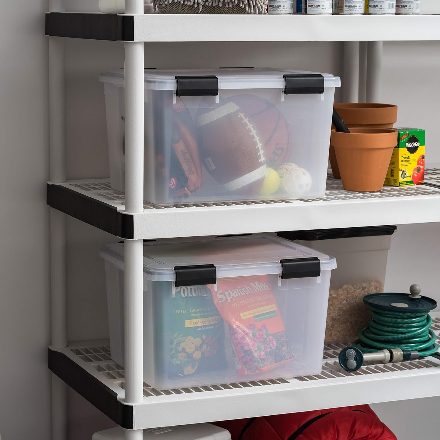 IRIS USA 26.5 Quart WEATHERPRO Plastic Storage Box with Durable Lid and Seal & USA 46.6 Quart WEATHERPRO Plastic Storage Box with Durable Lid and Seal