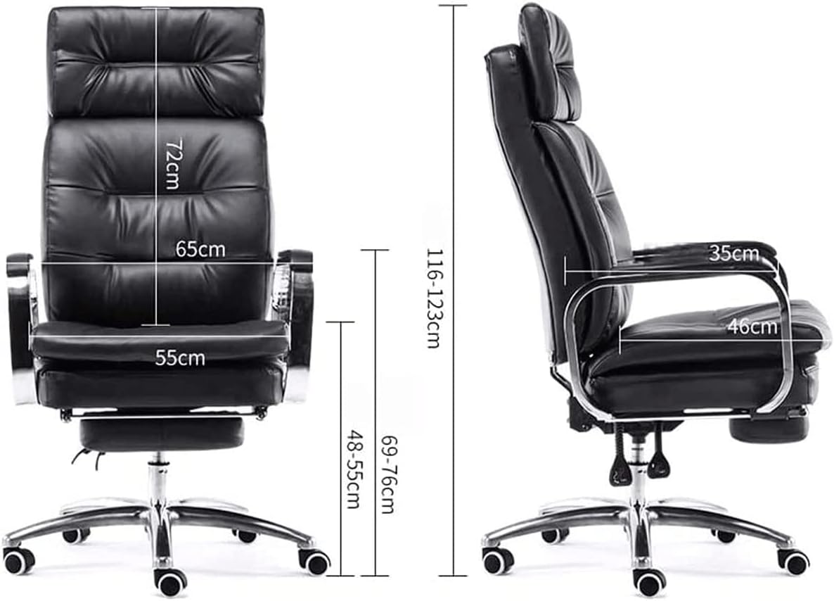 Big and Tall Executive Home Office Chair with Footrest, Ergonomic PU Leather Desk Chairs, Swivel Chair w/Adjustable Height, High Back Recliner for Home, Office, Study (Color : Black) (Brown) (White)