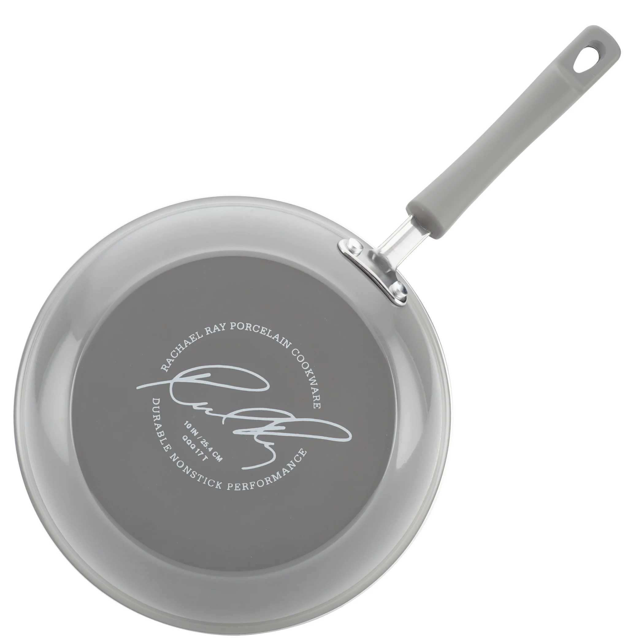 Rachael Ray Classic Brights 14 Piece Porcelain Nonstick Pots and Pans Set, Sea Salt Gray
