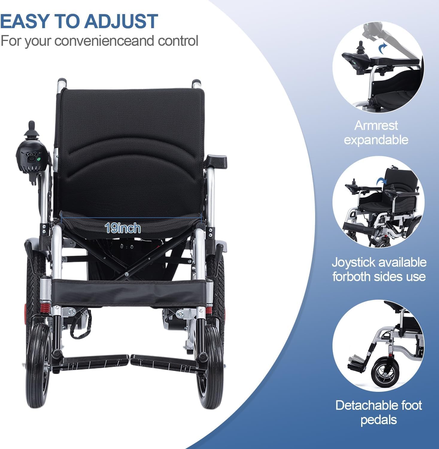 All Terrain Electric Wheelchair Heavy Duty, Foldable Electric Wheelchairs for Adults,Power Wheelchair, Electric Wheelchairs for Seniors,Motorized Wheelchair Portable Airline Approved