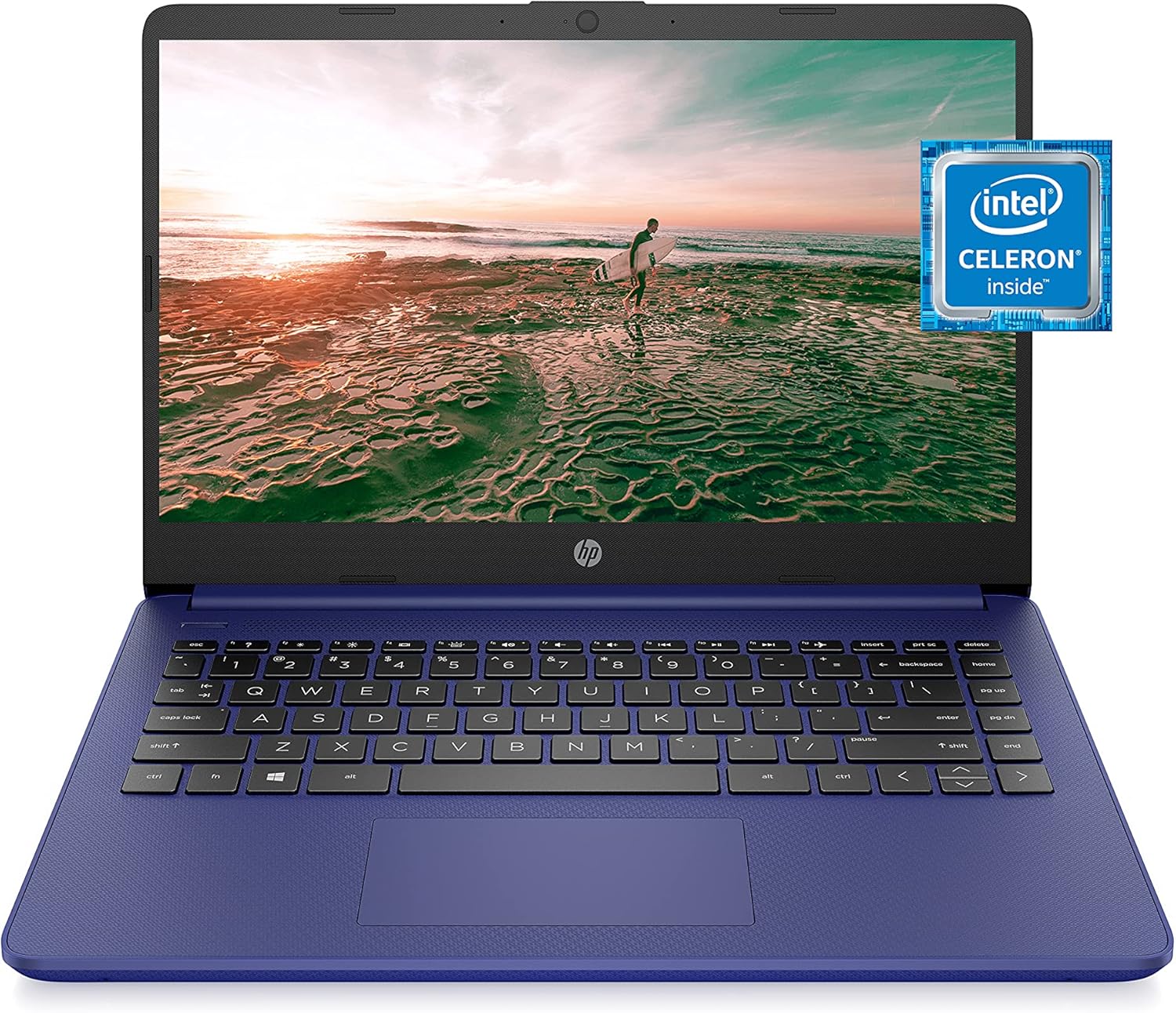 HP 14 Laptop, Intel Celeron N4020, 4 GB RAM, 64 GB Storage, 14-inch Micro-edge HD Display, Windows 11 Home, Thin & Portable, 4K Graphics, One Year of Microsoft 365 (14-dq0010nr, Indigo Blue)