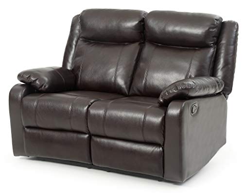 Glory Furniture Ward Faux Leather Double Reclining Loveseat in Dark Brown