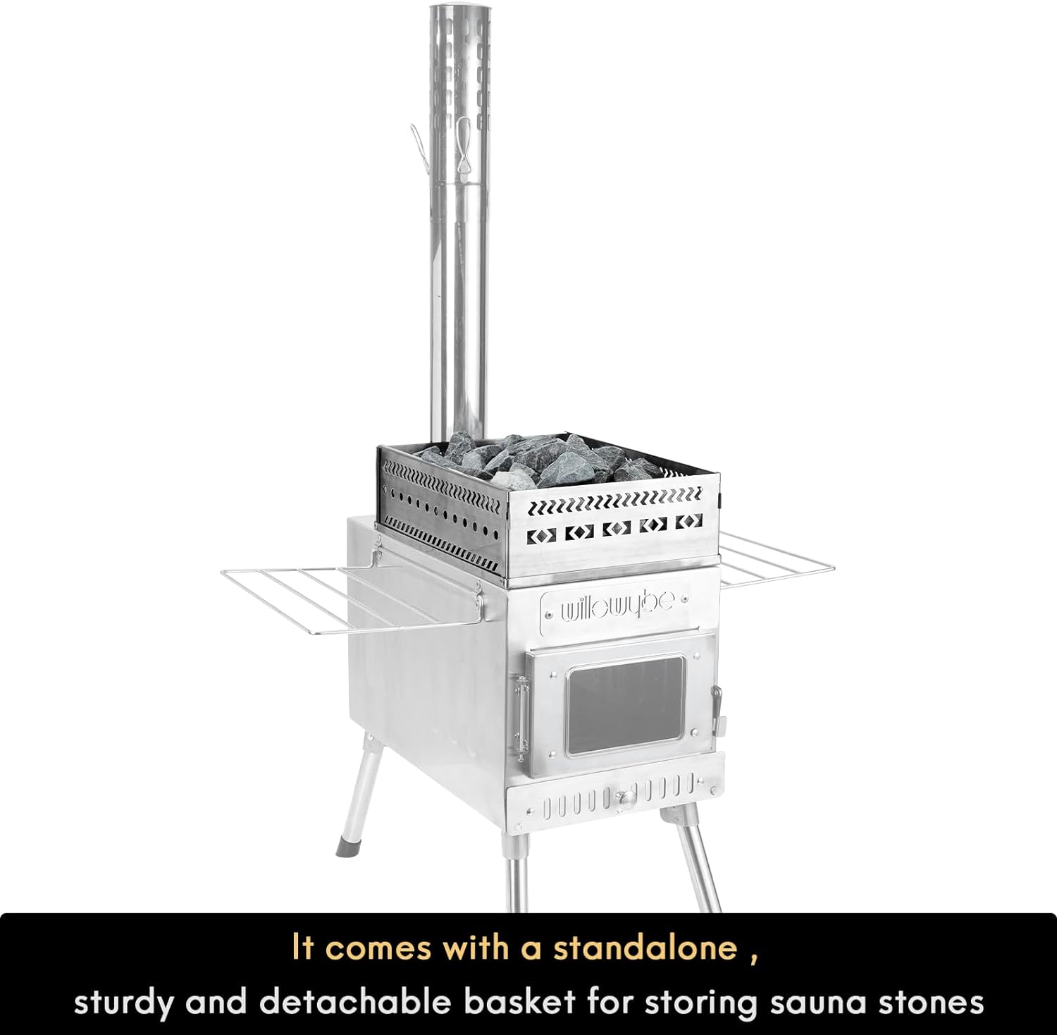 WillowyBe Outdoor Sauna Hot Tent Stove, Rocket Stove Heater, Portable Camping Wood Stove for Dry Sauna, Cooking for Husband and Friends