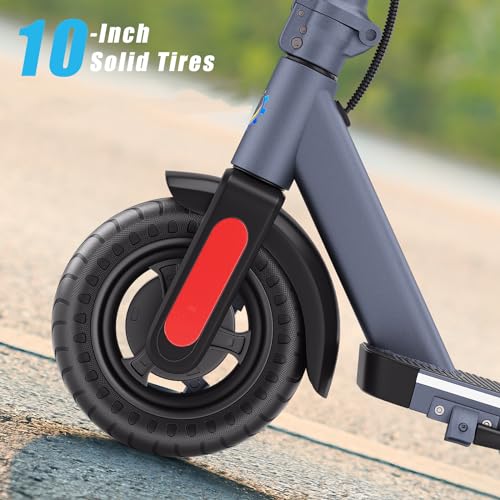 Caroma Electric Scooter, 500W Motor, 25 Miles Range & 20Mph, 10" Solid Tires Electric Scooter Adults, Foldable Commuting E Scooter with Cruise Control, Dual Braking System & Shock Absorption