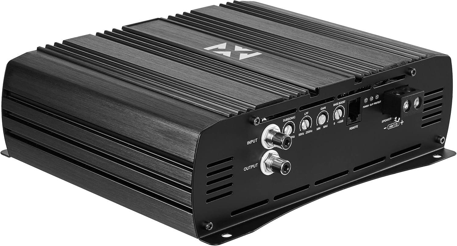 NVX XAD13 2000W RMS 1-OHM Stable Full Bridge Class D High Power Competition Monoblock Car Audio MOSFET Amplifier with Remote Subwoofer Level Control
