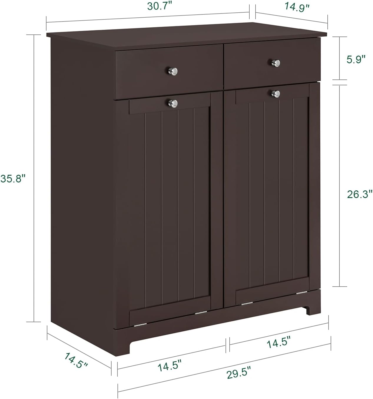 Haotian Laundry Hamper Cabinet with 2 Drawers and Wall Cabinet, BZR33-BR+FRG231-BR