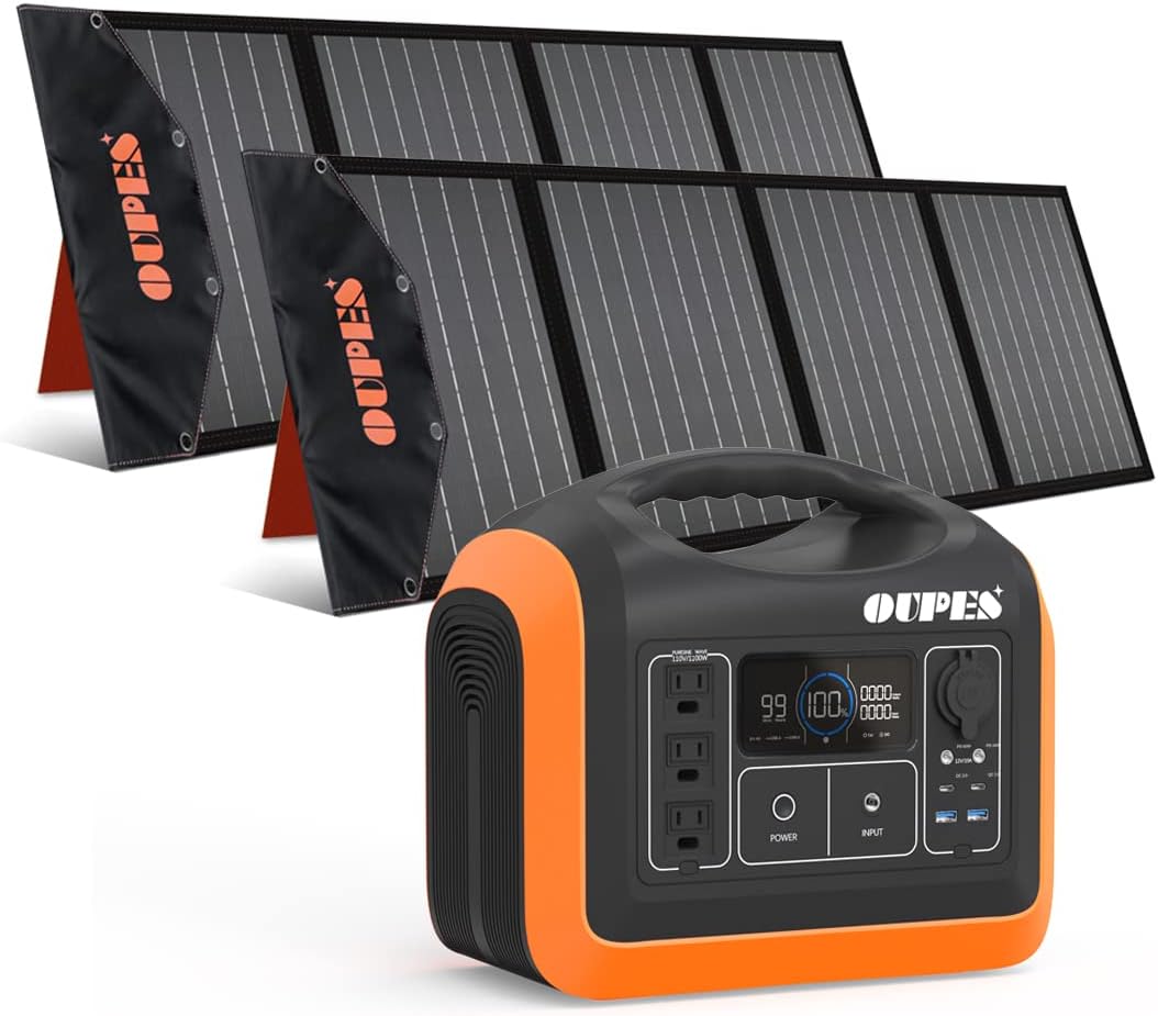 OUPES Portable Power Station 1800W Solar Generator 1488Wh Solar Mobile LiFePO4 Battery Pack Pure Sine Wave AC Inverter 10 Outputs for Outdoors Camping RV/Van Hunting Emergency Overlanding
