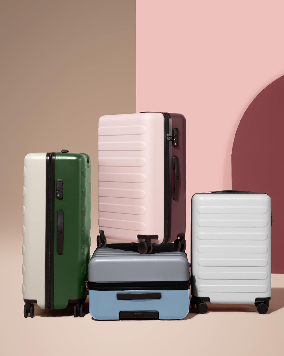 Carry on Luggage 22 X 14 X 9 Airline Approved, 20 Inch Luggage for 3-5 Days Travel, Double Spinner Wheels, 100% Hardshell PC, TSA Lock (Pink Red, Rhine)