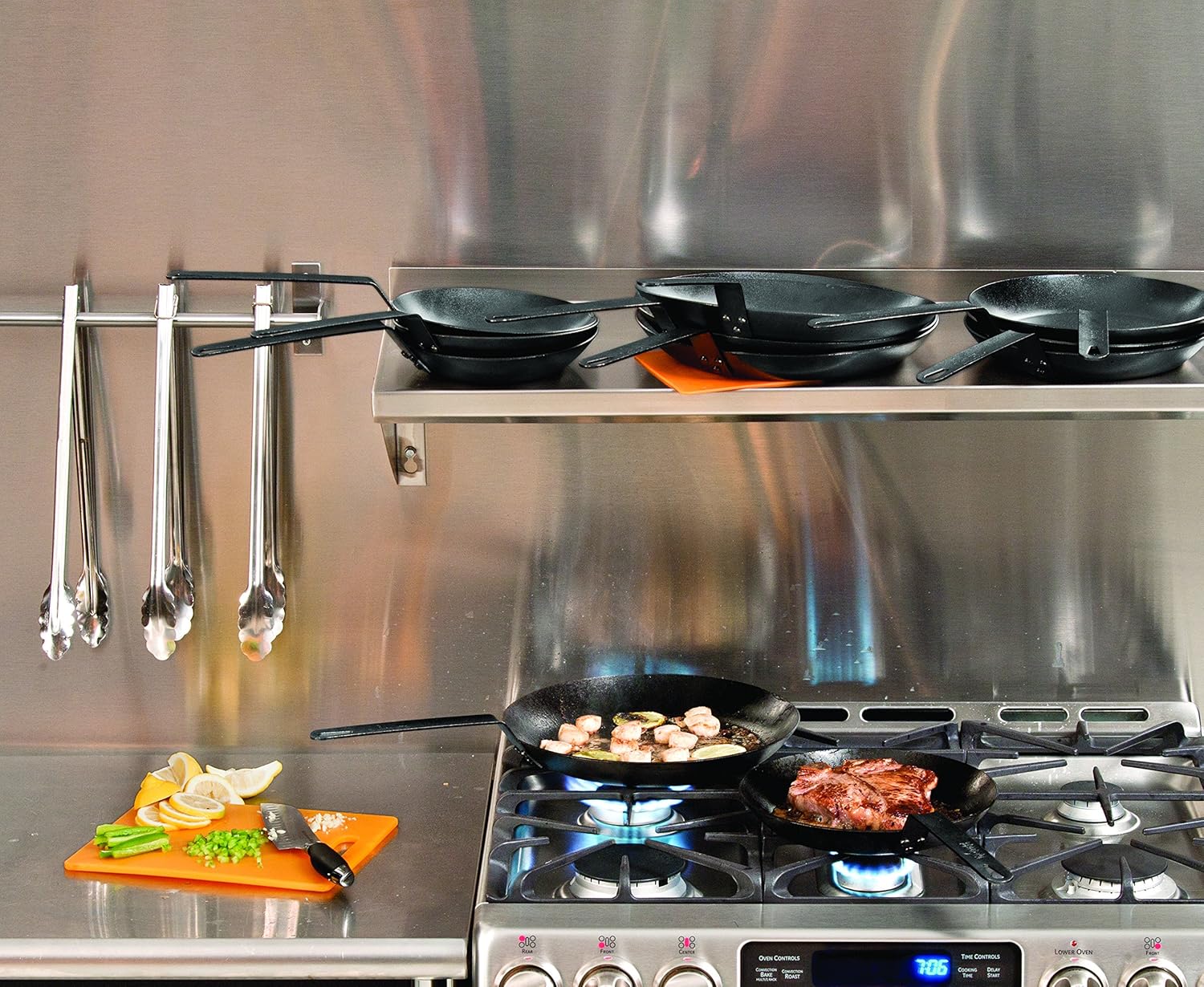 Lodge Manufacturing Company carbon steel skillet, 10-Inch, Black/Orange