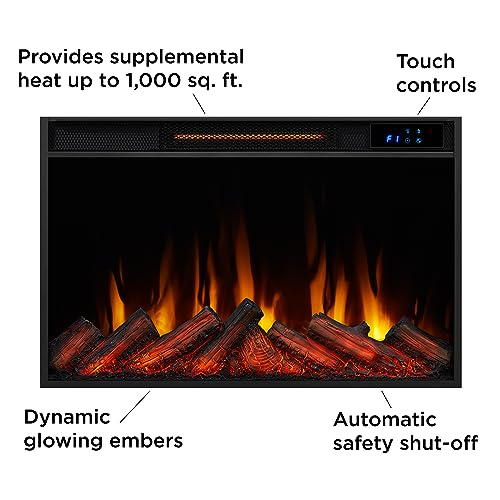 Real Flame Crawford 48" Slim Indoor Electric Fireplace with Mantel for Living Room or Bedroom, Replaceable Fireplace Insert Heater, Realistic Log and Flame Effect, Remote Control, Timer.