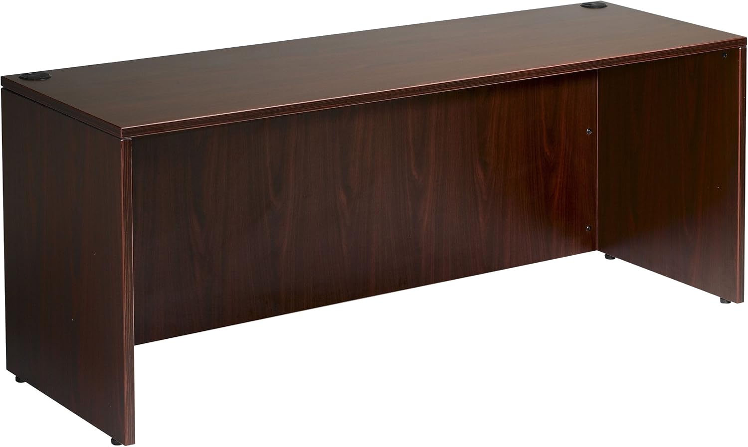 Boss Office Products Holland Series 71" Executive U-Shape Desk with Pedestal File Storage and Hutch, Mahogany