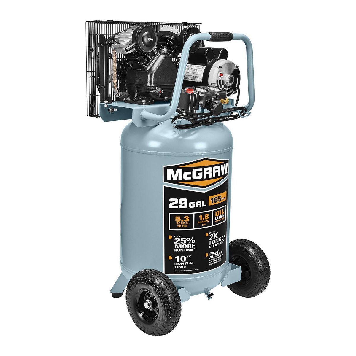 MCGRAW 29 Gallon, 165 PSI Oil-Lube Belt Drive Shop/Auto Air Compressor