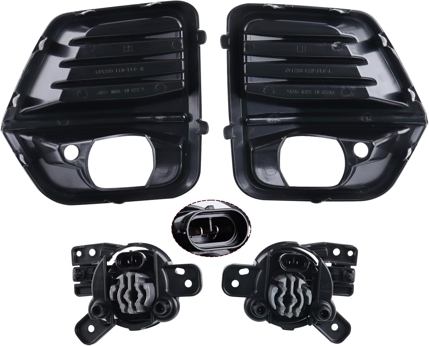 LED Fog Light Set 5pcs Compatible for 2023 2024 Chevrolet Colorado Front Bumper Lamp Assembly With Wire Harness Bulbs Cover Bezels 42737706 42737708 GM2592334 GM2593334
