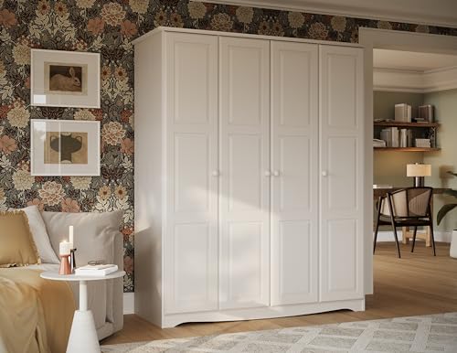 Palace Imports 100% Solid Wood Regal Wardrobe Armoire w/Mirrored Doors & Clothing Rods, Black, 60.25" w x 72" h x 22.75" d. Renewable Eco-Friendly Wood, Made in Brazil