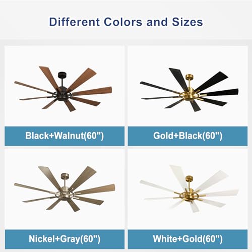 Depuley Large Ceiling Fans with Lights- 60" Low Profile Indoor Ceiling Fan with Light and Remote/APP Control, LED Dimmable DC Reversible Modern Ceiling Fan for Bedroom Living Room, Black and Gold