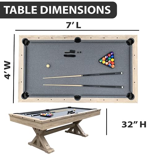 7 FT 3 in 1 Multi Game Pool Table with Dining Top Pool Table Ping Pong Table Combo, Includes Pool Table Accessories and Tennis Paddles