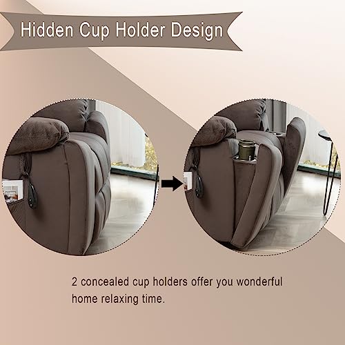 Power Lift Chair Lay Flat Recliner Infinite Position Electric Dual Motor Stand Up Lift Chair with Massage and Heat for Adults,Heavy Duty Recliners with 2 Remote Controls and Two Cup Holders
