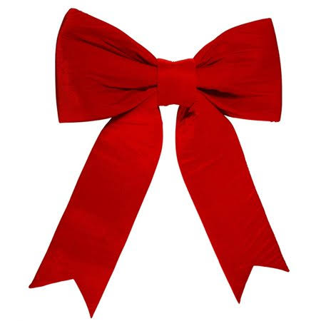 43 inch x 64 inch Giant Commercial 2-Loop Red Velveteen Christmas Bow Decoration