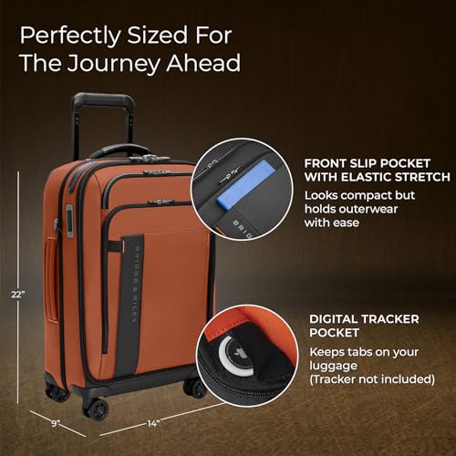 Briggs & Riley Domestic 22" Carry On Expandable Spinner - Luggage for Travel, Suitcases with Wheels, Softside Rolling Bag for Men & Women, Self-Repairing Zipper - ZDX Collection, Black