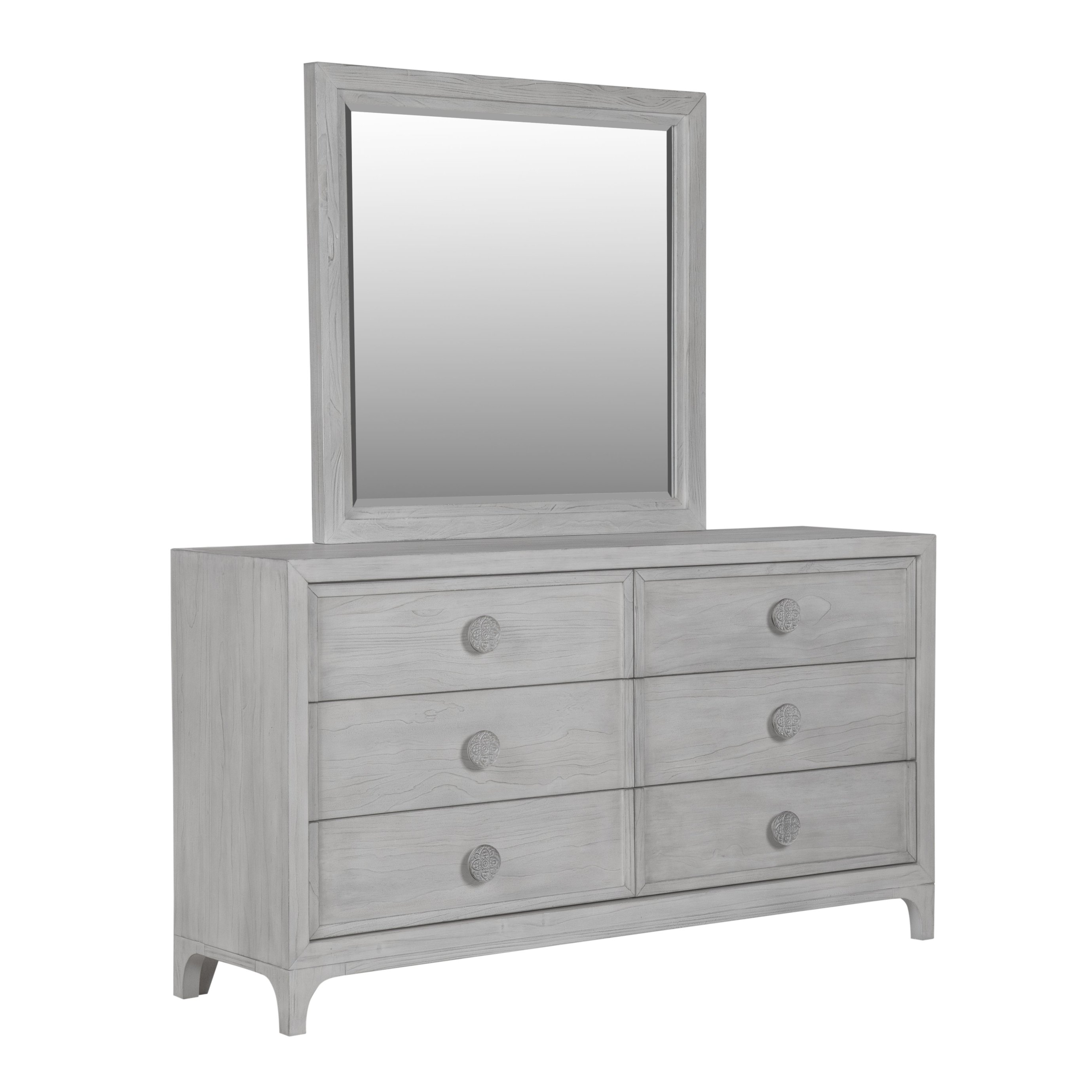 Modus Boho Chic 5 PC Queen Bedroom Set w Chest in Washed White