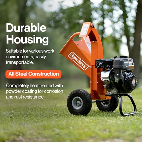 SuperHandy Mini Wood Chipper Shredder Mulcher Heavy Duty 7HP Compact Design 3" Inch Max Capacity