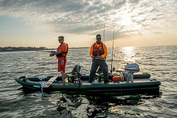 Sea Eagle FSK16 Inflatable Fish Skiff 16 Frameless Fishing Boat - 2 Person Swivel Seat Package