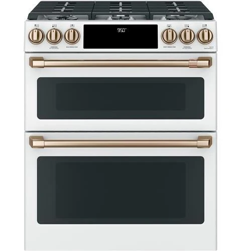 Café 30″ Slide-In Front Control Dual-Fuel Double Oven with Convection Range C2S950P4MW2