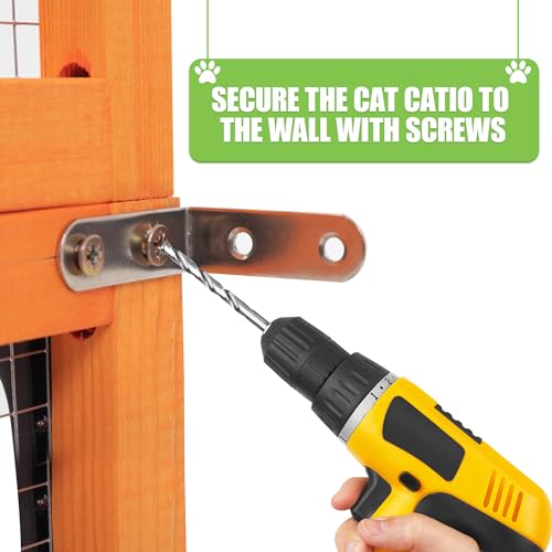 COZIWOW Catio Outdoor Cat Enclosure Window Catios for Indoor Cats Outside Patio Wooden Cattery with Large Door, Walks, Waterproof Roof, Resting Box, 104" L Extra Wide, Orange