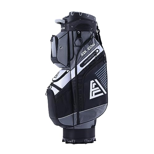 ASK ECHO T-Lock Golf Cart Bag with 14 Way Organizer Divider Top, Premium Cart Bag with Handles and Rain Cover for Men
