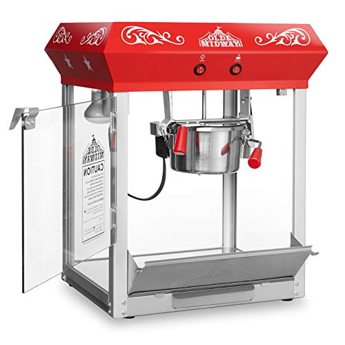 Olde Midway Bar Style Popcorn Machine Maker Popper with 6-Ounce Kettle - Black