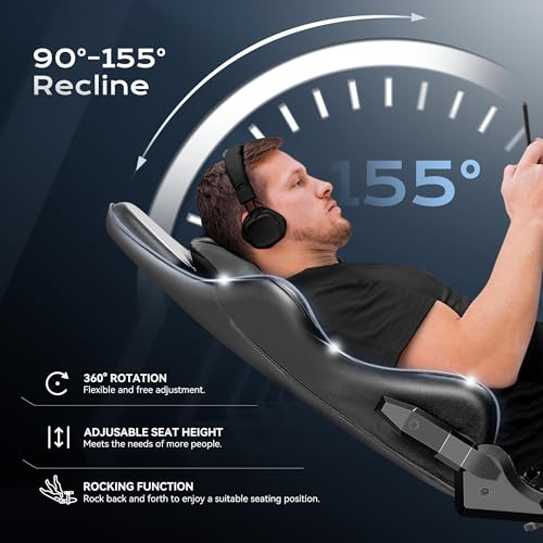 Black Gaming Chair, Ergonomic Computer Chair, Height Adjustable Game Chair, Racing Style Gamer Chair with Headrest and Lumbar Support (Blackgray)