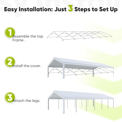Quictent 20x20 Party Tent Heavy Duty Outdoor Canopy Tent Carport Wedding Event Shelter BBQ Wedding Tents for Parties with Storage Bags(Mesh)