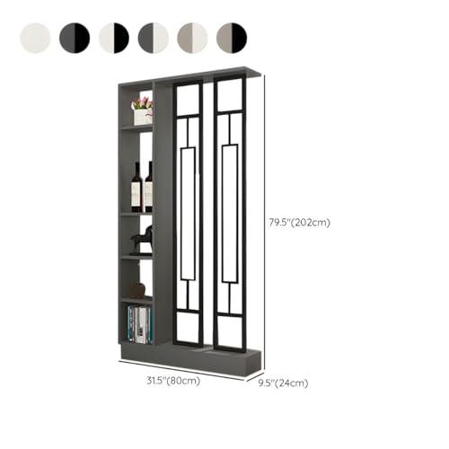 CraftThink Wall Room Divider, Modern Wood Bookshelf with Translucent Screens and Multiple Shelves, Storage Cabinet Display Storage for Home Office Decorative, 39.5" L x 80" H White-Black