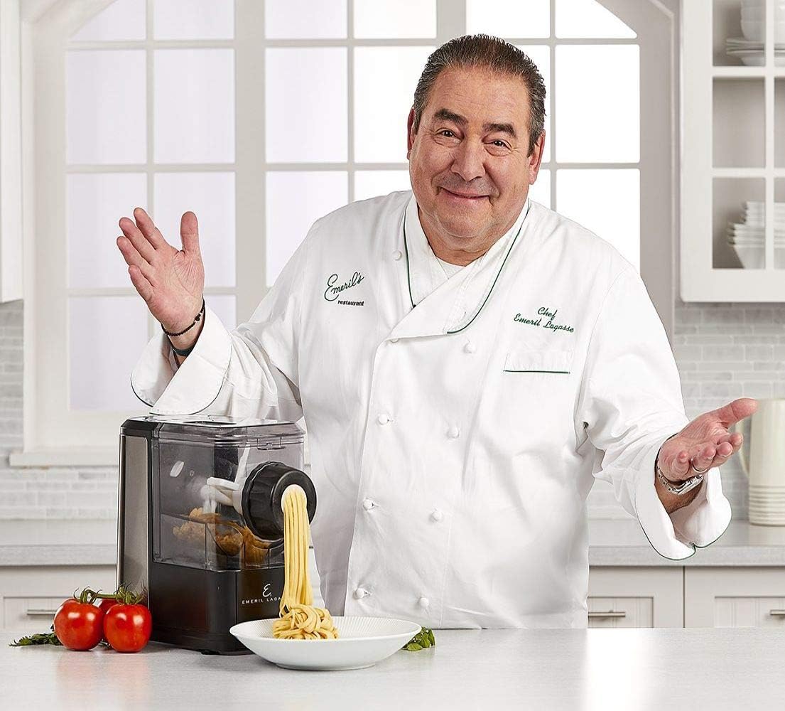 Emeril Lagasse Pasta & Beyond, Automatic Pasta and Noodle Maker with Slow Juicer - 8 Pasta Shaping Discs Black