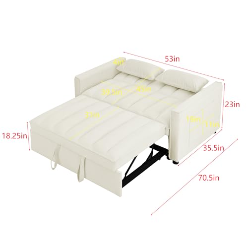 Convertible Sleeper Sofa Bed,3-in-1 Foldable Sofa Bed,Modern Velvet Futon Sofa Bed with Adjustable Back,Storage Bag & Pillow,Convertible Daybed,Couch Bed,Easy Assembly (Black White)