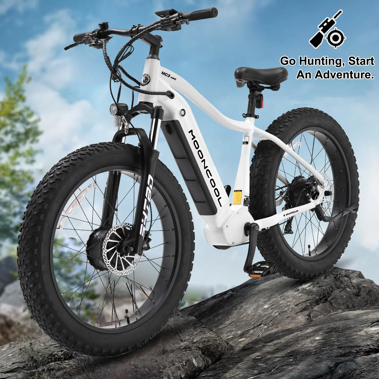 ABORON Electric Bike for Adults, 1000W Dual Motor AWD MTB，48V 15AH Battery，26" X 4" Fat Tire All Terrain Ebikes，20MPH 7-Speed Mountain Electric Bicycle
