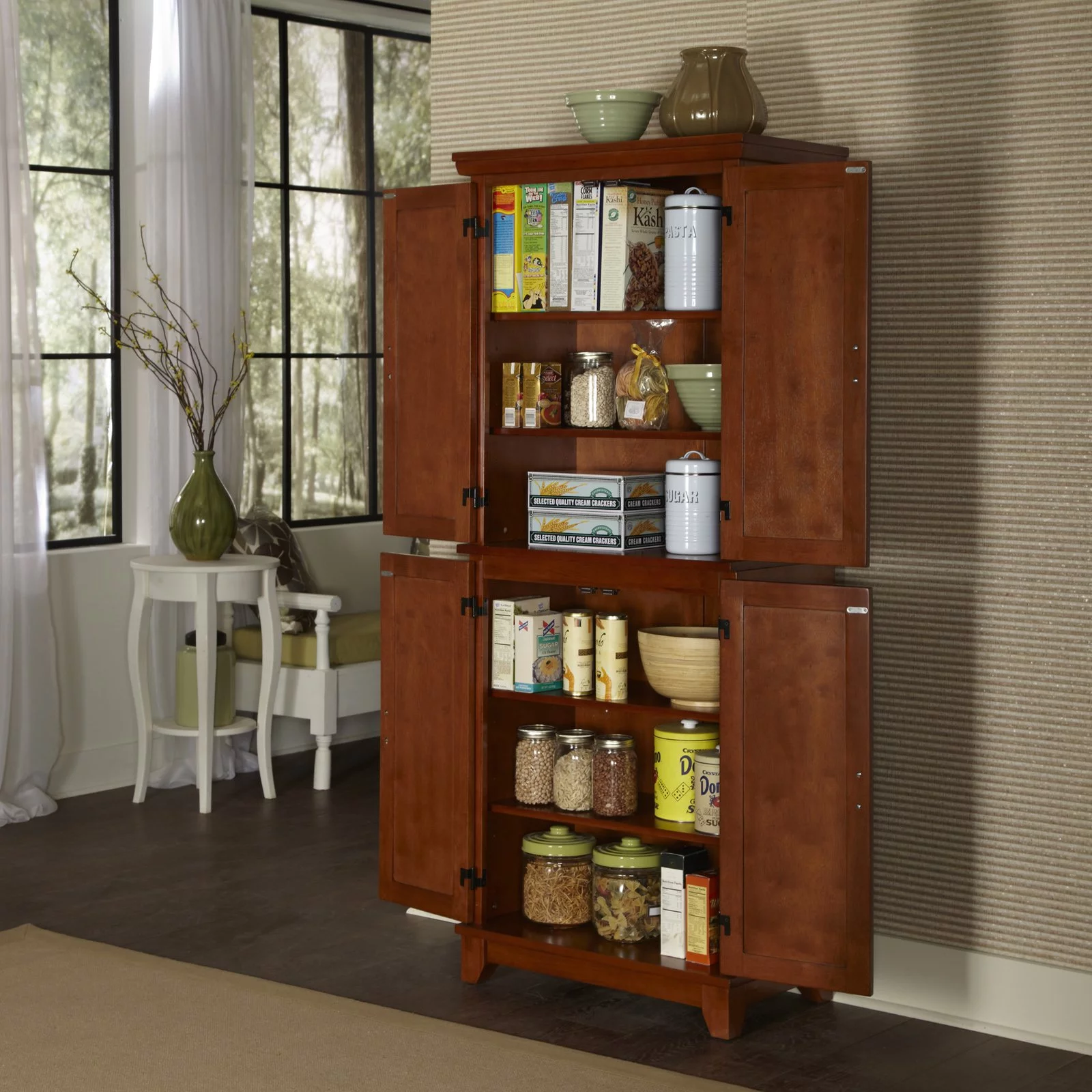 Homestyles Arts & Crafts Wood Pantry in Brown