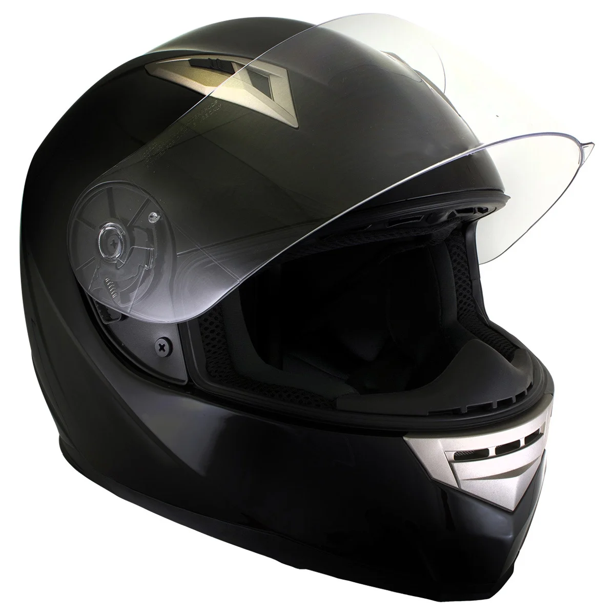 Milwaukee Helmets H510 Gloss Black 'Chit-Chat' Full Face Motorcycle Helmet w/ Intercom - Built-in Speaker and Microphone for Men / Women Medium