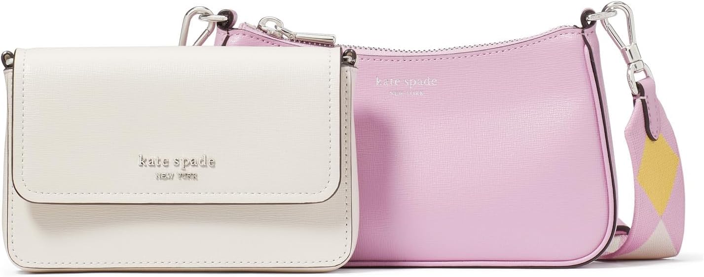 Kate Spade New York Colorblocked Saffiano Leather Double Up Crossbody, Parchment Multi