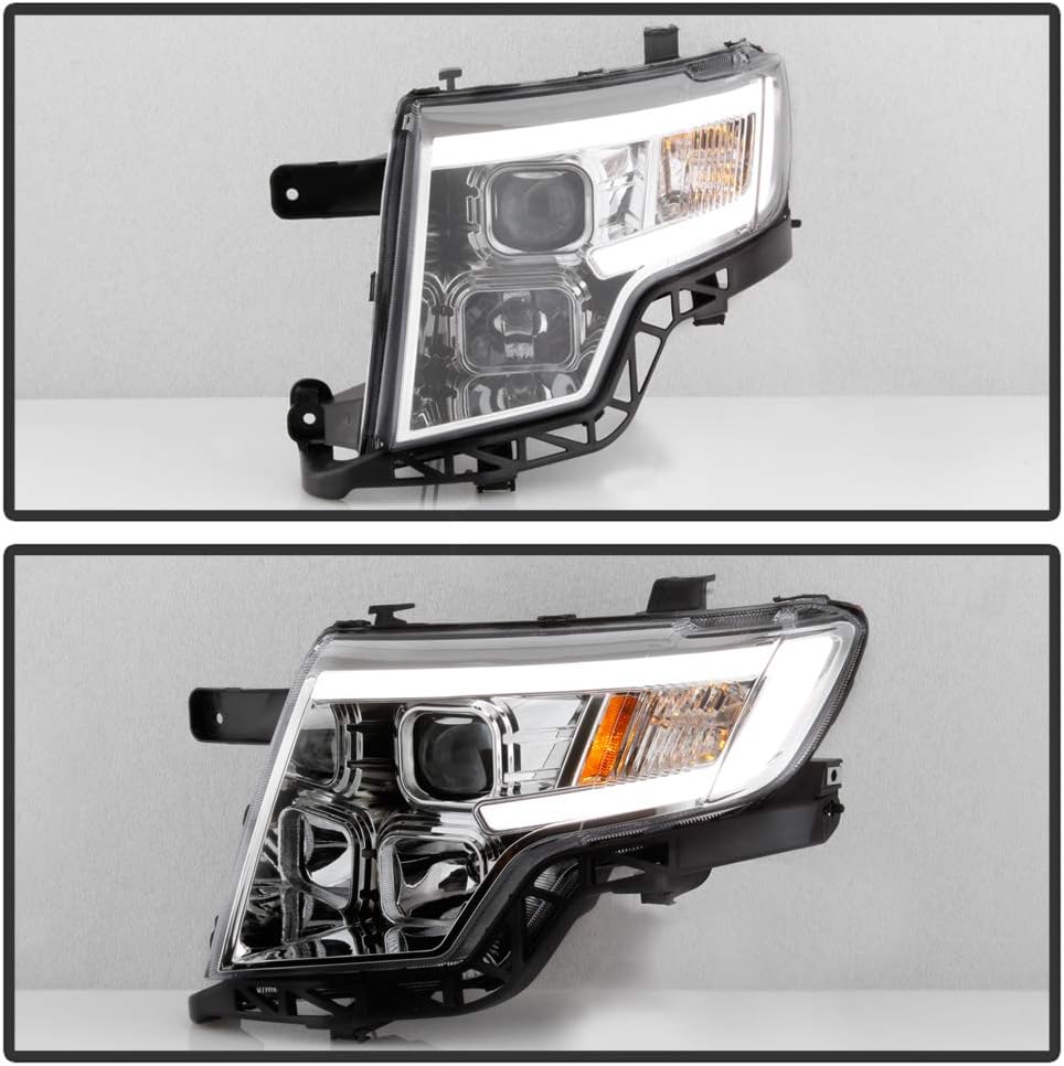 ACANII - For 2007-2010 Ford Edge LED Tube Chrome Housing Projector Headlights Headlamps Assembly Driver & Passenger Side