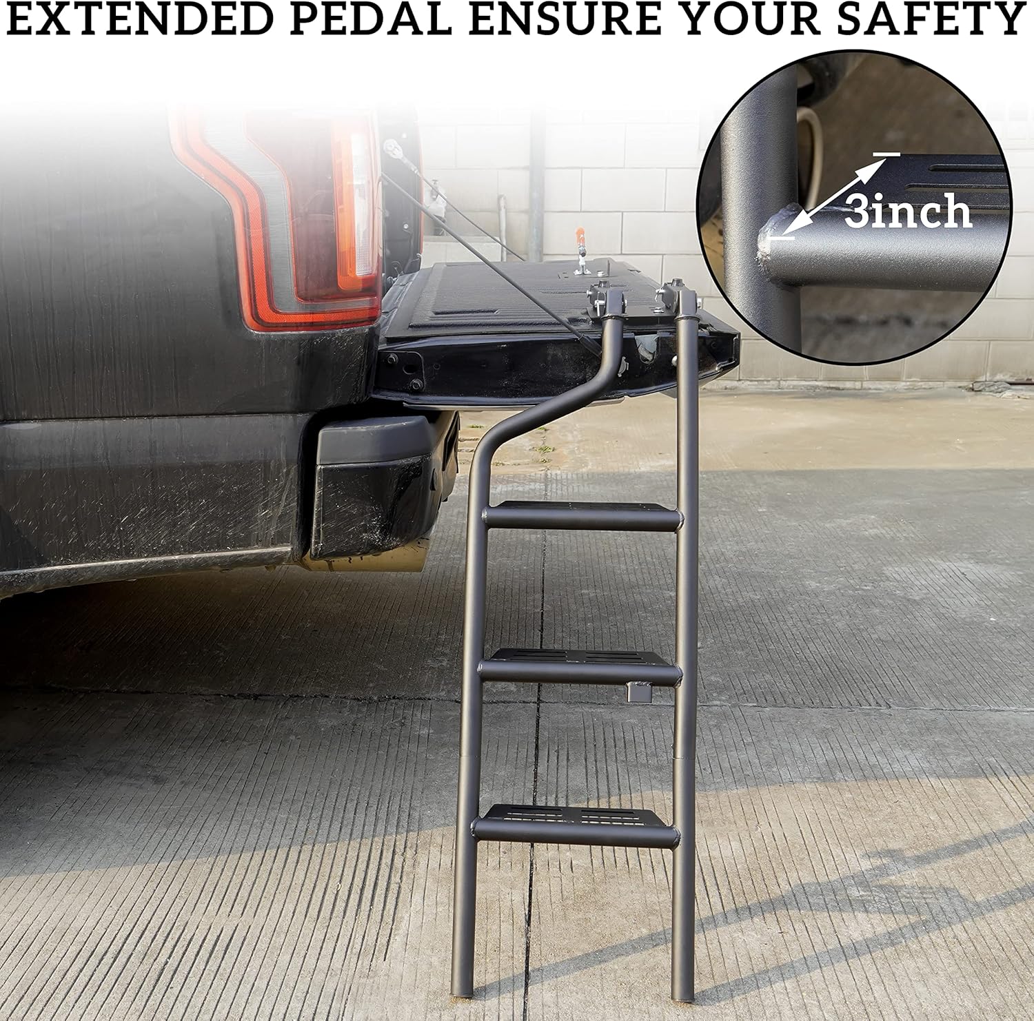LDETXY Foldable Pickup Truck Tailgate Ladder, Heavy Duty 42" Folding Tailgate Step Ladder with Lock Device Tailgate Ladder for Pickup Truck Universal Accessories Easy Install
