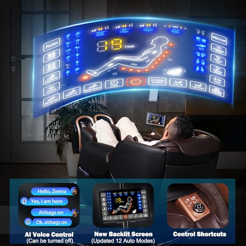 2025 Massage Chair Full Body, Zero Gravity SL-Track Shiatsu Massage Recliner Chair with Heat, AI Control, Body Scan and Calfrest Extension