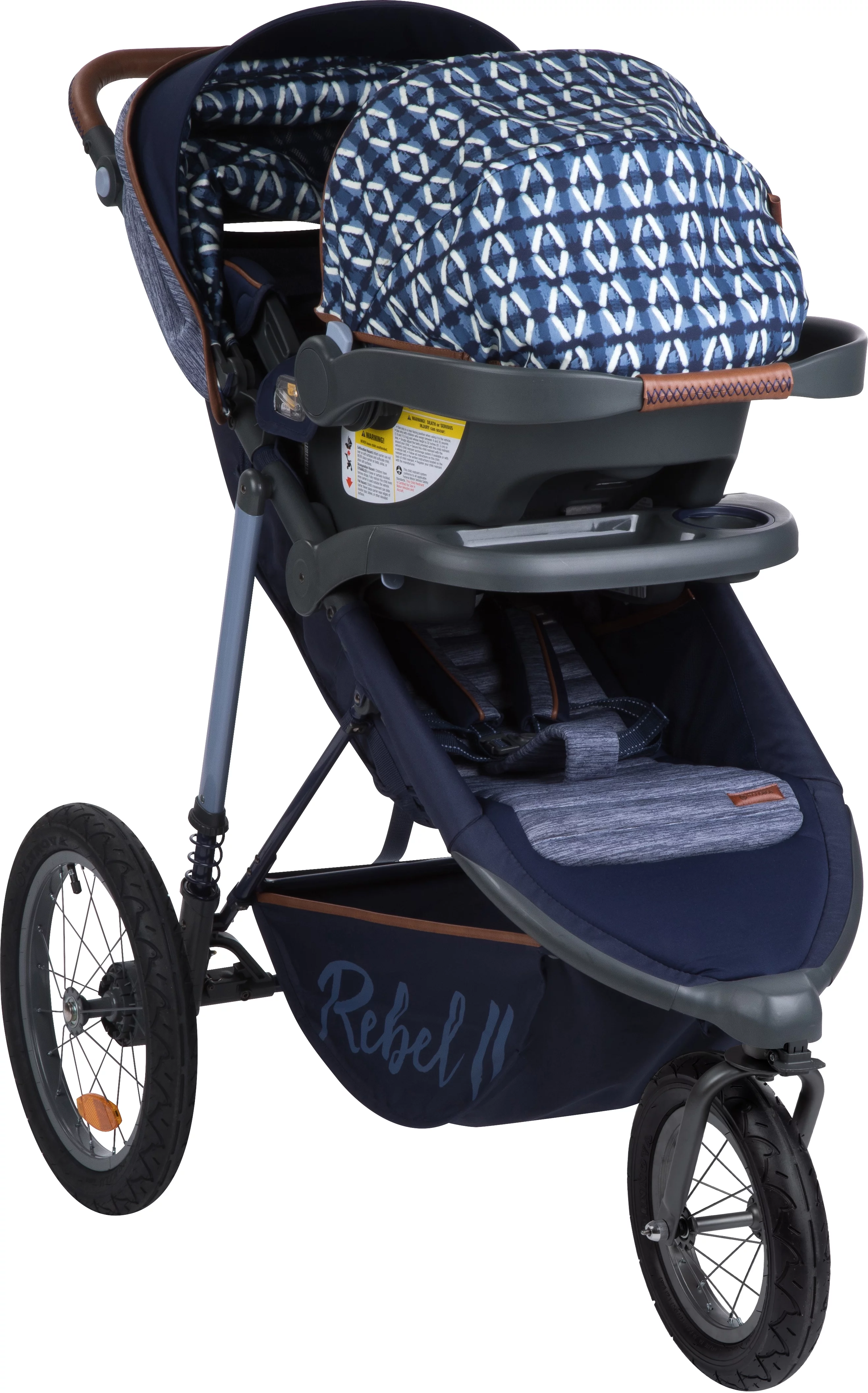 Monbebe Rebel II Complete Jogging Travel System Stroller with Rear-Facing Infant Car Seat, Boho