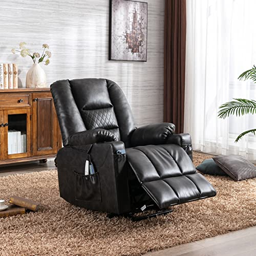 Power Lift Recliner Chair with Massage and Heat- Electric Recliners Chair for Elderly & Adult Ergonomic Single Lounge Sofa Home Theater Seating with 4 Pockets/USB…