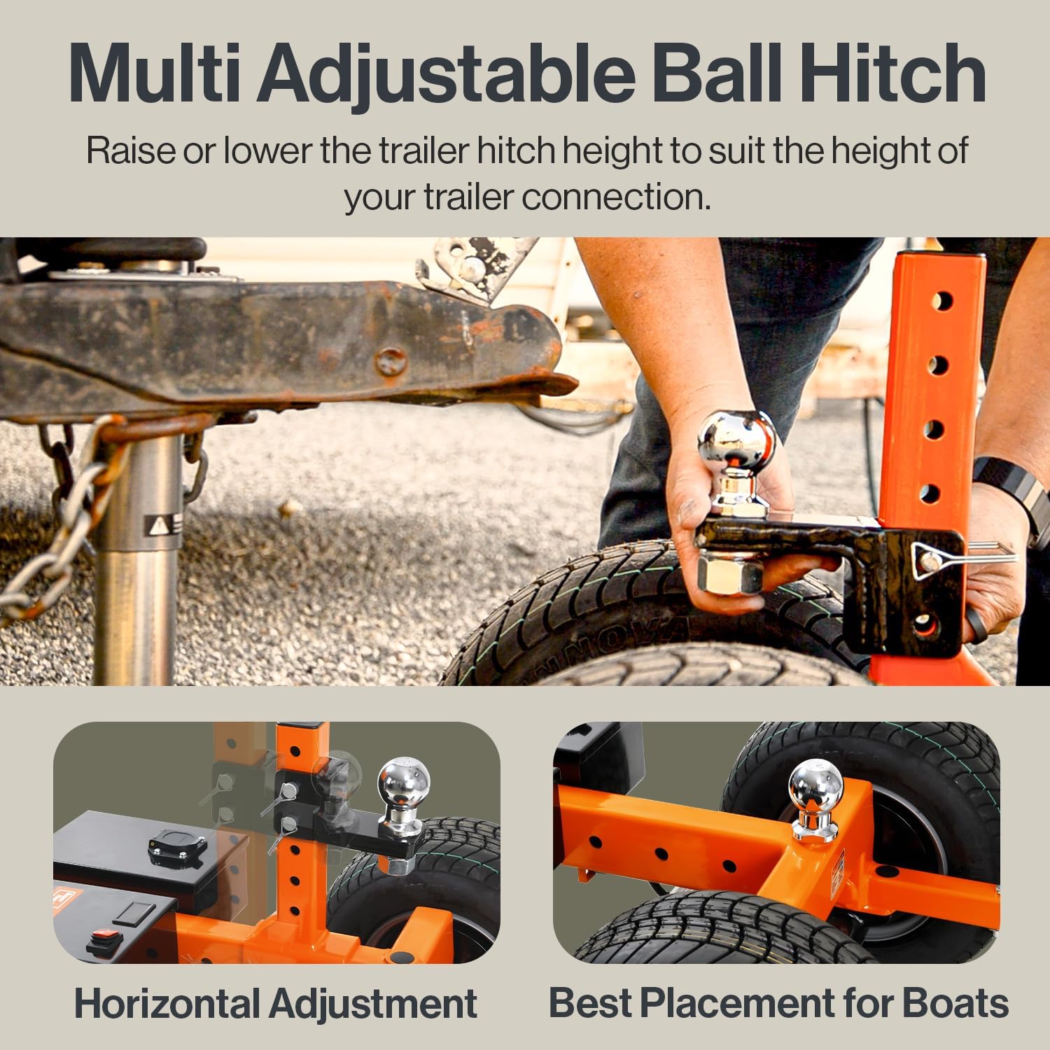 SuperHandy Electric Trailer Dolly Super-Duty 7500lbs Max Trailer Weight, 5500lbs for Boats, 1100lbs Tongue Weight, All-Terrain Wheels Ideal for RVs, Toy Haulers, Car Trailers, and Campers